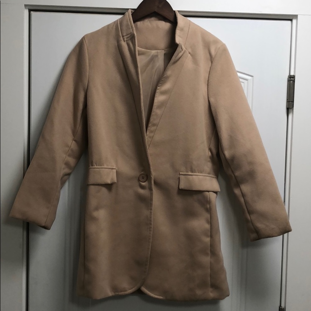 Blush colored peacoat.